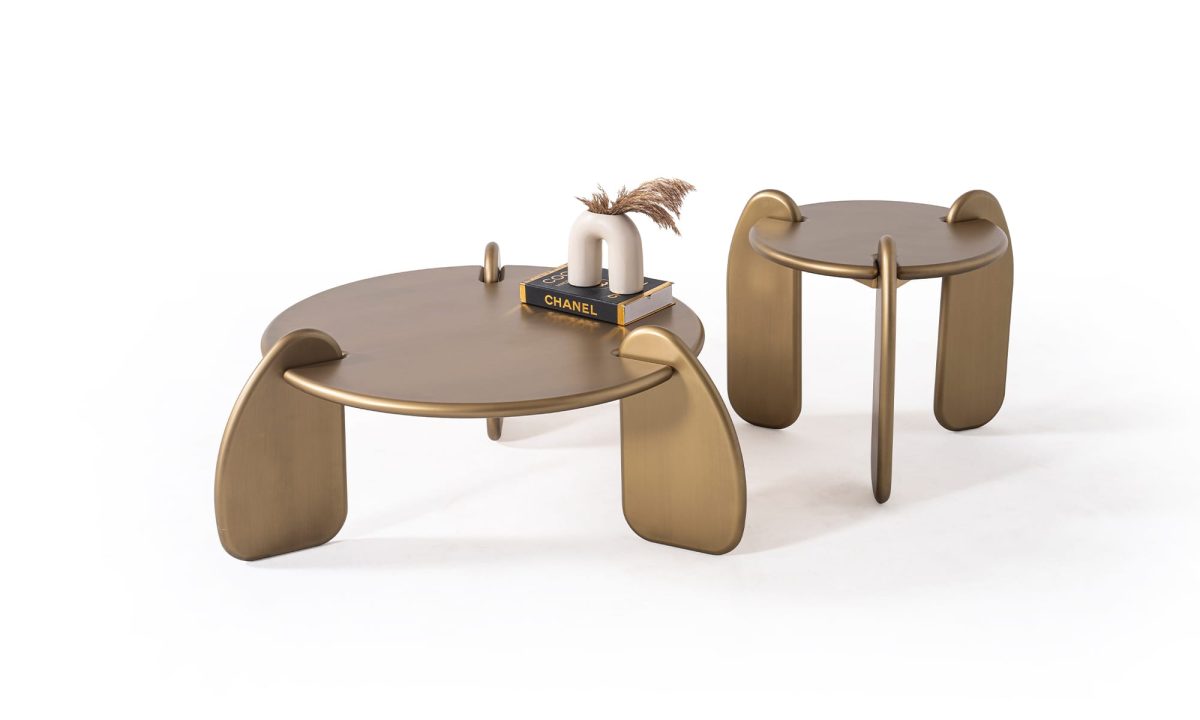 086 Yan Sehpa ( Gold ) - Görsel 1